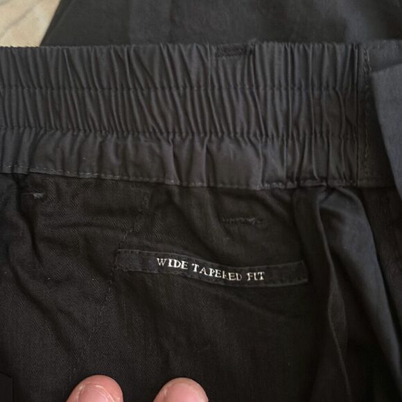 NWT All Saints‎ Mens Black Wide Tapered Fit Elastic Waist Pismo Trouser Size 34 - Picture 12 of 13